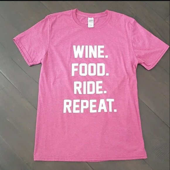 NWOT Disney FOOD WINE RIDE REPEAT Tshirt Medium Pink - Picture 1 of 3